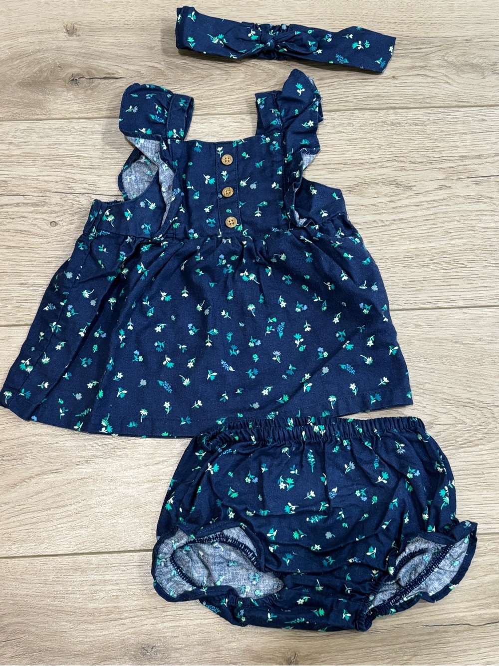 Carter’s Navy Floral Baby Set with Headband